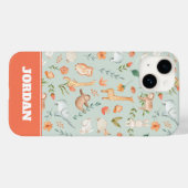Cute Blauwgroen Baby Animal Pastel Patroon Case-Mate iPhone Case (Achterkant (horizontaal))