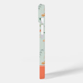 Cute Blauwgroen Baby Animal Pastel Patroon Case-Mate iPhone Case (Achterkant / Links)