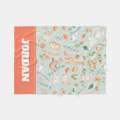 Cute Blauwgroen Baby Animal Pastel Patroon Fleece Deken (Voorkant (Horizontaal))