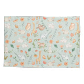 Cute Blauwgroen Baby Animal Pastel Patroon Kussensloop (Achterkant)