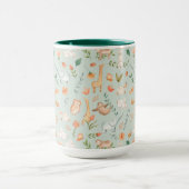 Cute Blauwgroen Baby Animal Pastel Patroon Mok (Midden)