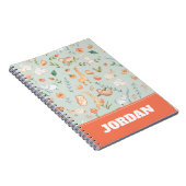 Cute Blauwgroen Baby Animal Pastel Patroon Notitieboek (Rechterzijde)