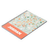 Cute Blauwgroen Baby Animal Pastel Patroon Notitieboek (Linkerzijde)