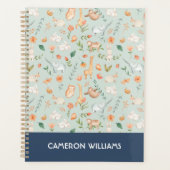 Cute Blauwgroen Baby Animal Pastel Patroon Planner (Voorkant)