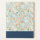 Cute Blauwgroen Baby Animal Pastel Patroon Planner (Achterkant)