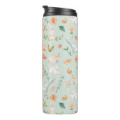 Cute Blauwgroen Baby Animal Pastel Patroon Thermosbeker (Geroteerd rechts)