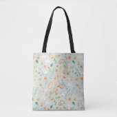 Cute Blauwgroen Baby Animal Pastel Patroon Tote Bag (Voorkant)