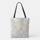 Cute Blauwgroen Baby Animal Pastel Patroon Tote Bag (Achterkant)