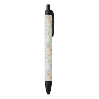 Cute Blauwgroen Baby Animal Pastel Patroon Zwarte Inkt Pen
