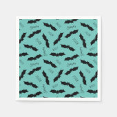 Cute Blauwgroen Bats Halloween Party Napkins Servet (Voorkant)