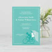 CUTE Blauwgroen Bicycle Couple Weddenschap Kaart (Staand voorkant)