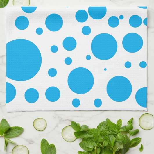 Cute Blauwgroen Blue Polka Dots Circles Pattern Theedoek (Gevouwen)