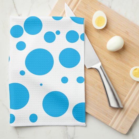Cute Blauwgroen Blue Polka Dots Circles Pattern Theedoek (Quarter Fold)