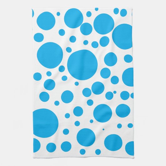 Cute Blauwgroen Blue Polka Dots Circles Pattern Theedoek (Verticaal)