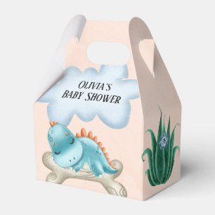 Cute Blauwgroen Burnt Oranje Dinosaur Baby shower Bedankdoosjes