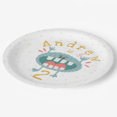  Cute Blauwgroen Monster Papieren Bordje (Gekanteld)