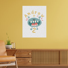  Cute Blauwgroen Monster Poster