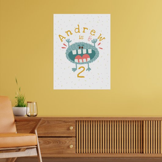 Cute Blauwgroen Monster Poster (Woonkamer 2)