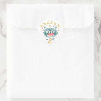 Cute Blauwgroen Monster Ronde Sticker
