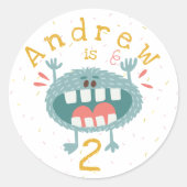  Cute Blauwgroen Monster Ronde Sticker (Voorkant)