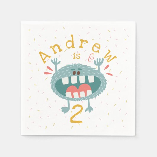Cute Blauwgroen Monster Servet (Voorkant)