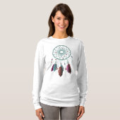 Cute Blauwgroen & Paarse Dream Catcher T-shirt (Voorkant volledig)