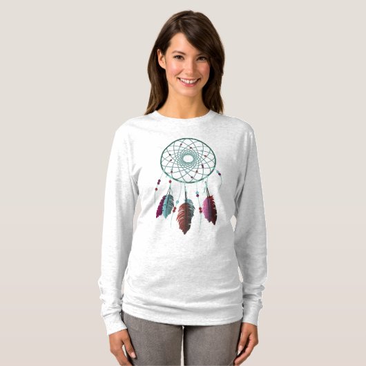 Cute Blauwgroen & Paarse Dream Catcher T-shirt (Voorkant volledig)