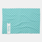 Cute Blauwgroen Polka Dots Kitchen Towel Theedoek (Horizontaal)