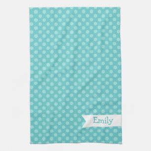 Cute Blauwgroen Polka Dots Kitchen Towel Theedoek