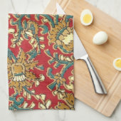 Cute  Blauwgroen Red Indian Floral Pattern Theedoek (Quarter Fold)
