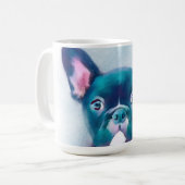 Cute Blauwgroen Roze Franse Bulldog Design Koffiemok (Voorkant links)