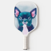 Cute Blauwgroen Roze Franse Bulldog Design Pickleball Paddle (Achterkant)