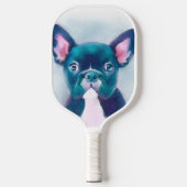 Cute Blauwgroen Roze Franse Bulldog Design Pickleball Paddle (Voorkant)