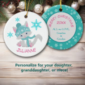 Cute Blauwgroen Snowflake Kitten Keramisch Ornament