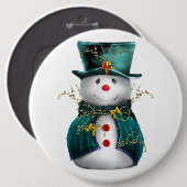 Cute Blauwgroen Snowman-kerstButton Ronde Button 6,0 Cm (Voorkant /achterkant)