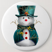 Cute Blauwgroen Snowman-kerstButton Ronde Button 6,0 Cm (Voorkant)