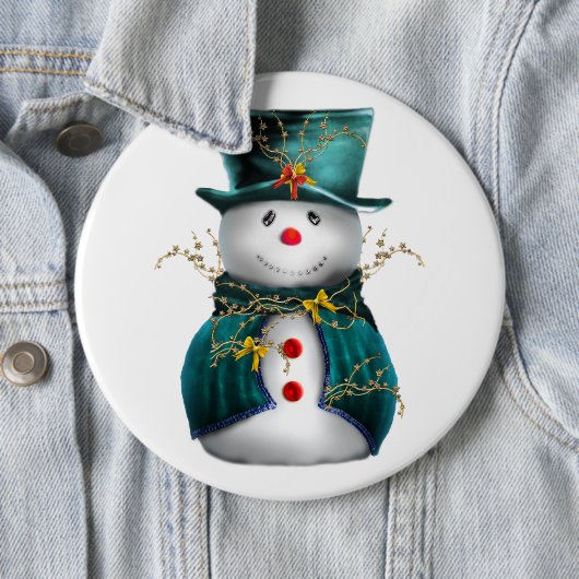 Cute Blauwgroen Snowman-kerstButton Ronde Button 6,0 Cm (In situ)