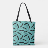Cute Blauwgroen/Turquoise Bats Halloween Party Tote Bag (Achterkant)