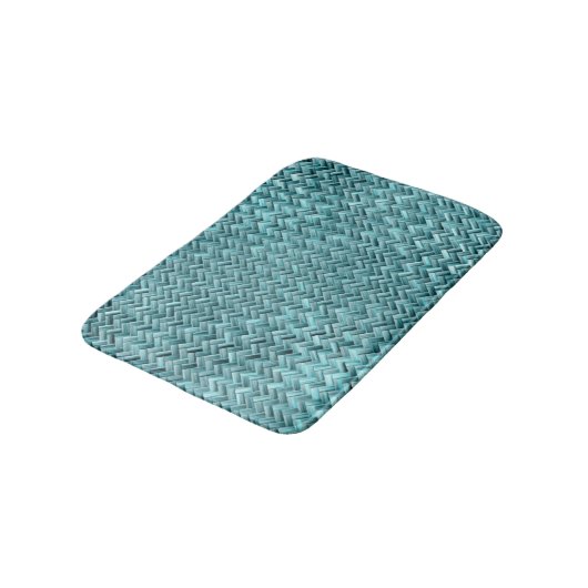 Cute Blauwgroen Turquoise Blue Faux Rattan Weave P Badmat (Gekanteld)