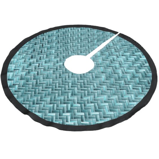 Cute Blauwgroen Turquoise Blue Faux Rattan Weave P Kerstboom Rok (Gekanteld)