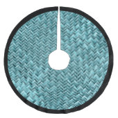 Cute Blauwgroen Turquoise Blue Faux Rattan Weave P Kerstboom Rok (Voorkant)