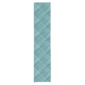 Cute Blauwgroen Turquoise Blue Faux Rattan Weave P Korte Tafelloper (Voorkant)