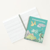 Cute Blauwgroen Waterverf Dinosaur Notitieboek (Binnen)