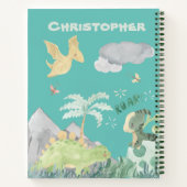 Cute Blauwgroen Waterverf Dinosaur Notitieboek (Achterkant)