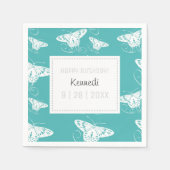 Cute Blauwgroen White Butterfly Napkins Servet (Voorkant)