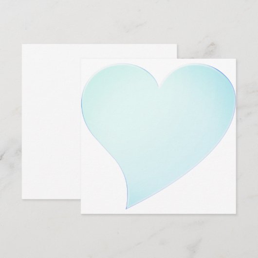 Cute bleek aqua blue big hart Valentijnsdag card (Voorkant / Achterkant)