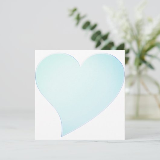Cute bleek aqua blue big hart Valentijnsdag card (Staand voorkant)