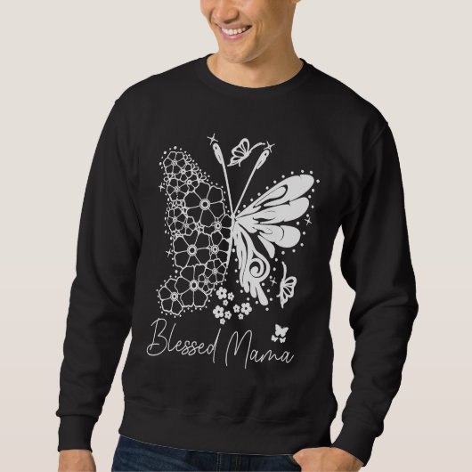 Cute Blessed Mama Butterfly Print Mom Life Trui (Voorkant)