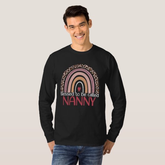 Cute Blessed To Be Called Nanny Rainbow Leopard Mo T-shirt (Voorkant volledig)