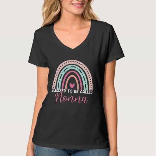Cute Blessed To Be Called Nonna Rainbow Mom Grandm T-shirt (Voorkant)